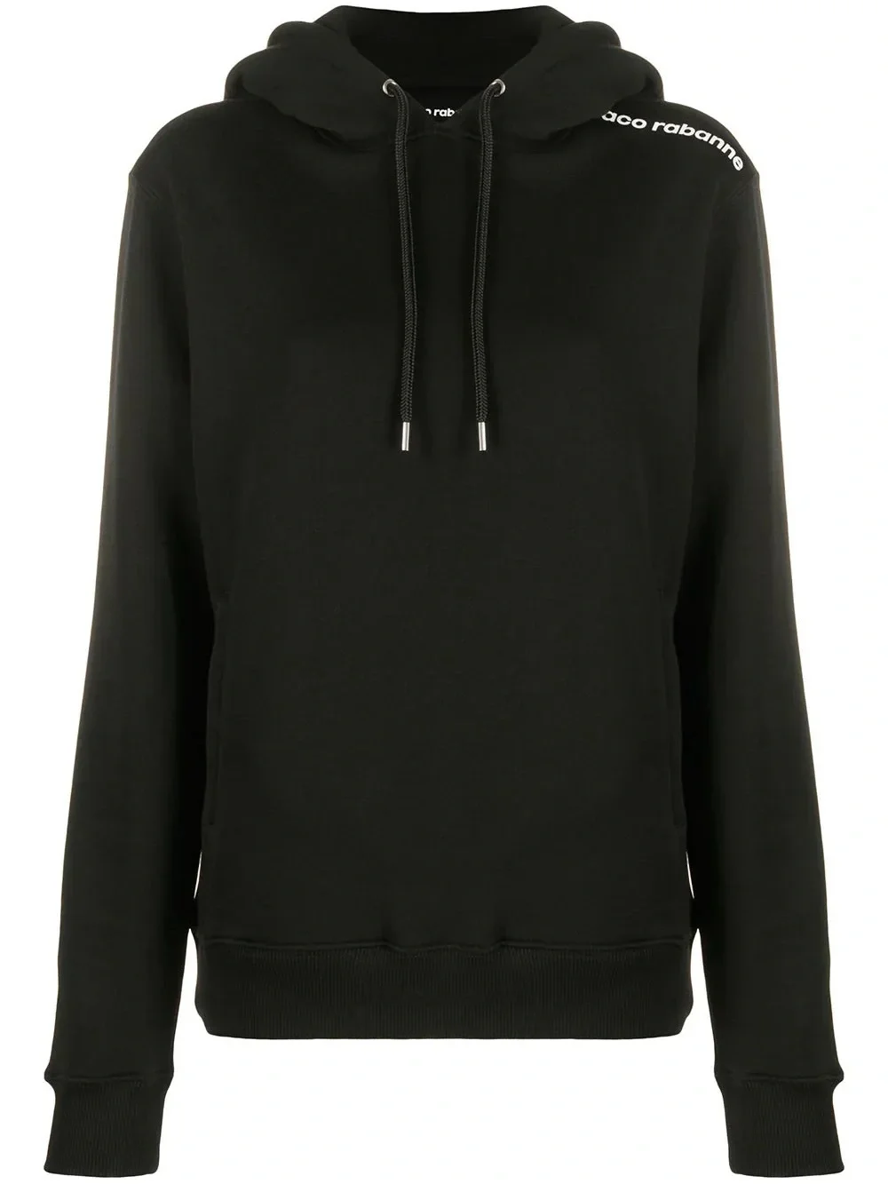 Paco Rabanne Black Hoodie with White Shoulder Logo Large